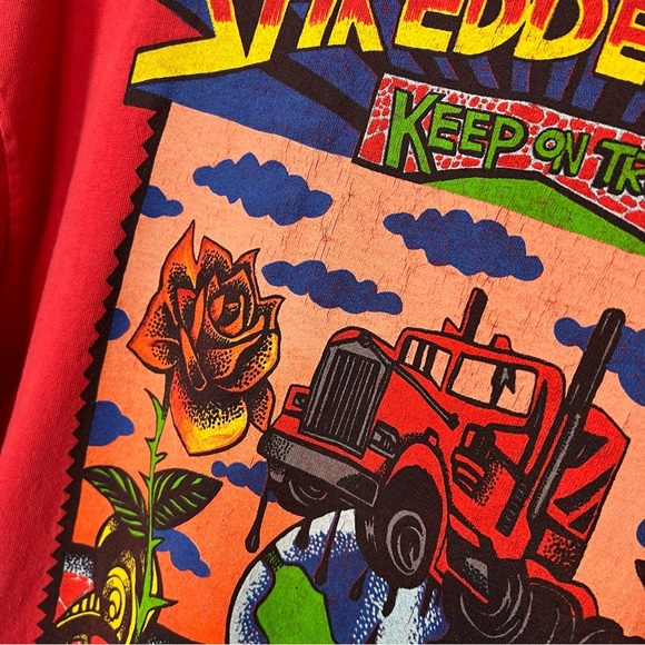 Shredders digest red back print long sleeves shirt L - Picture 10 of 11